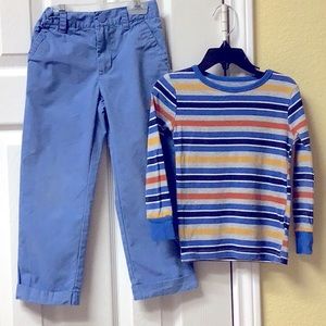 BLUE PANTS & STRIPPED L SLEV TEE SZ 4T